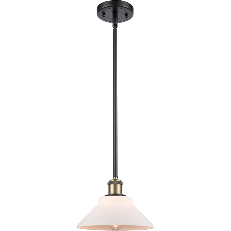 Ballston Orwell 1 Light 8 inch Black Antique Brass Pendant Ceiling Light in Matte White Glass, Ballston
