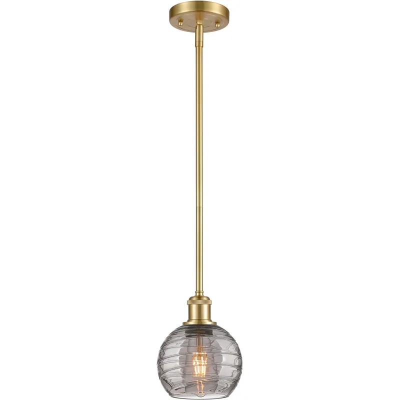 Ballston Athens Deco Swirl 1 Light 5.88 inch Satin Gold Stem Hung Mini Pendant Ceiling Light
