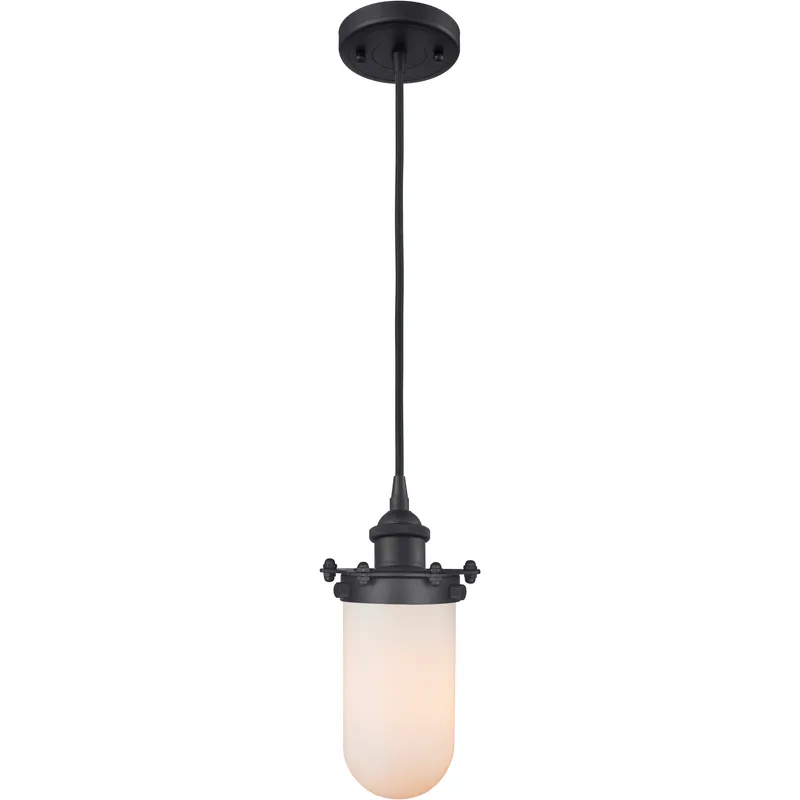 Austere Kingsbury LED 6 inch Black Antique Brass Pendant Ceiling Light in Matte White Glass, Black Textured