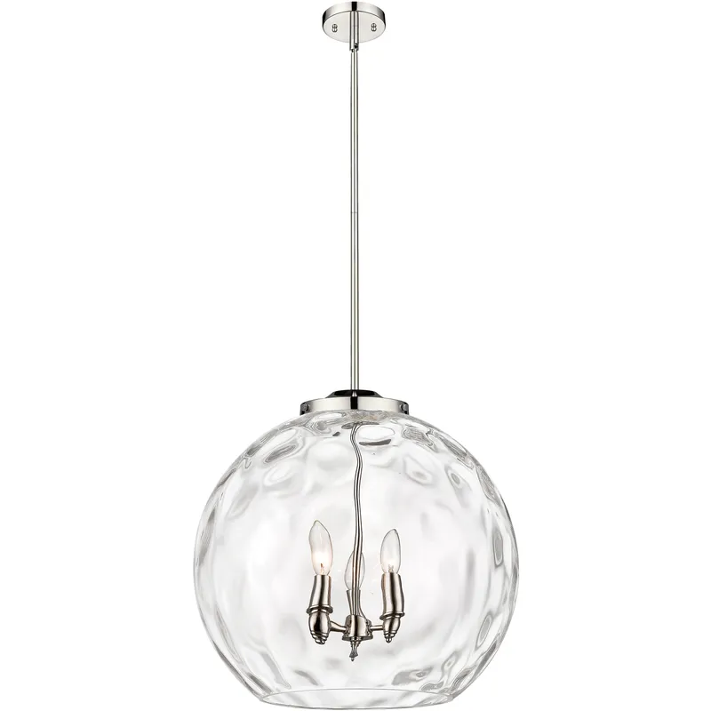 Ballston Athens Water Glass 3 Light 17.88 inch Polished Nickel Statement Pendant Ceiling Light in Incandescent