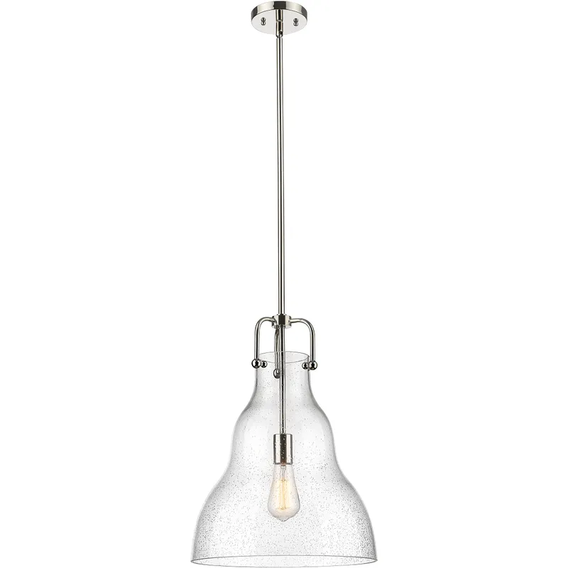 Haverhill 1 Light 14 inch Polished Nickel Pendant Ceiling Light in Seedy Glass
