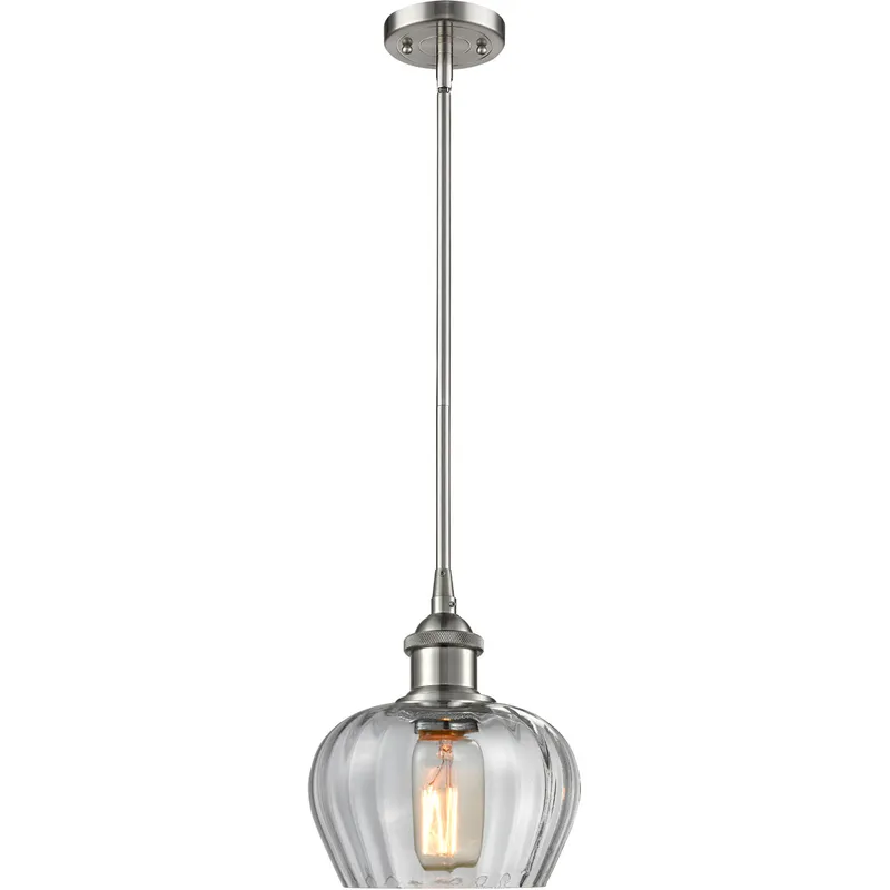 Ballston Fenton LED 7 inch Brushed Satin Nickel Pendant Ceiling Light in Clear Glass, Ballston