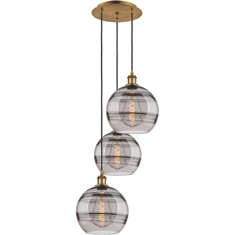 Ballston Rochester 3 Light 16.5 inch Brushed Brass Cord Hung Multi Pendant Ceiling Light