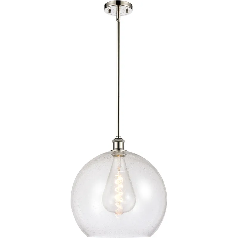 Ballston Athens 1 Light 14 inch Polished Nickel Pendant Ceiling Light in Seedy Glass