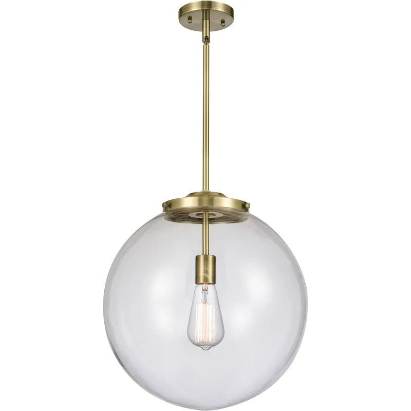 Franklin Restoration Beacon LED 16 inch Antique Brass Pendant Ceiling Light in Clear