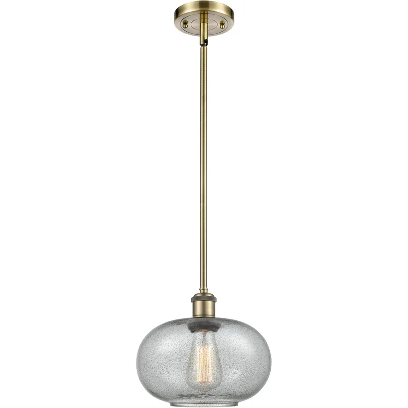 Ballston Gorham 1 Light 9.5 inch Antique Brass Pendant Ceiling Light in Charcoal Glass, Ballston