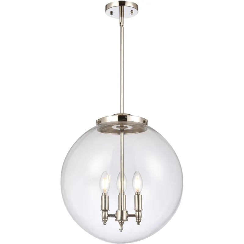 Franklin Restoration Beacon 3 Light 16 inch Polished Nickel Statement Pendant Ceiling Light in Incandescent, Clear