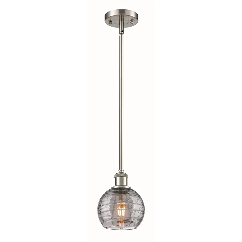 Ballston Athens Deco Swirl 1 Light 5.88 inch Brushed Satin Nickel Stem Hung Mini Pendant Ceiling Light