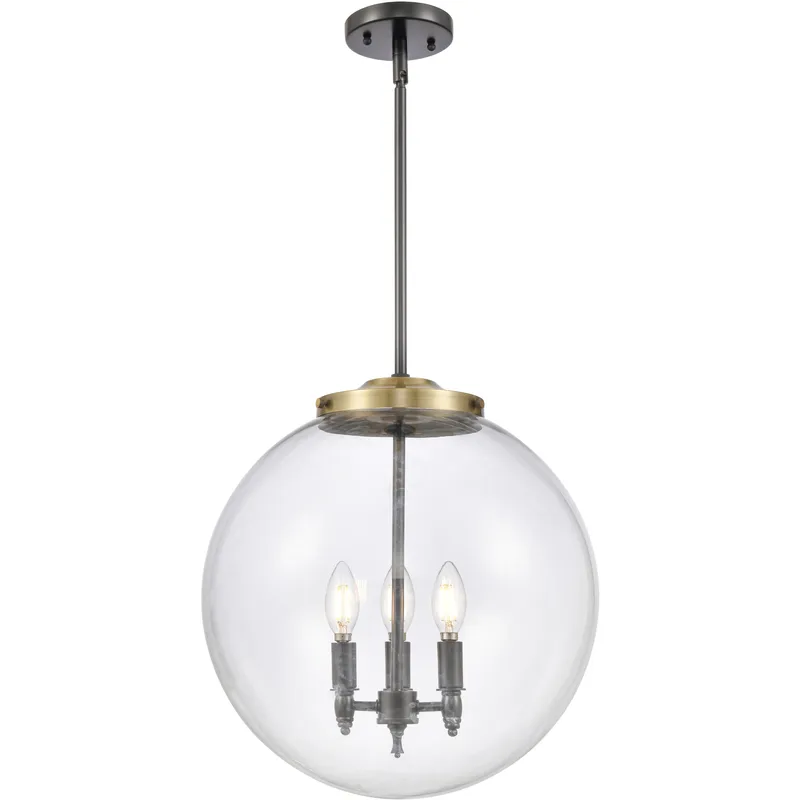Franklin Restoration Beacon LED 16 inch Black Antique Brass Statement Pendant Ceiling Light in Clear