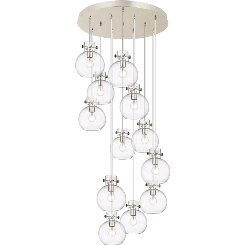 Newton Sphere 12 Light 27.25 inch Polished Nickel Multi Pendant Ceiling Light in Clear Glass