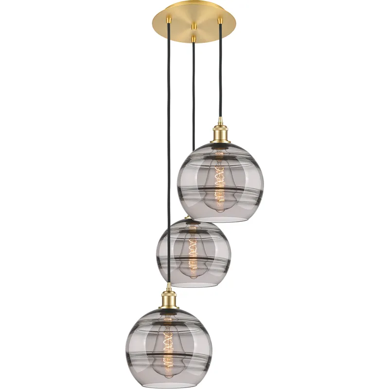 Ballston Rochester 3 Light 16.5 inch Satin Gold Cord Hung Multi Pendant Ceiling Light