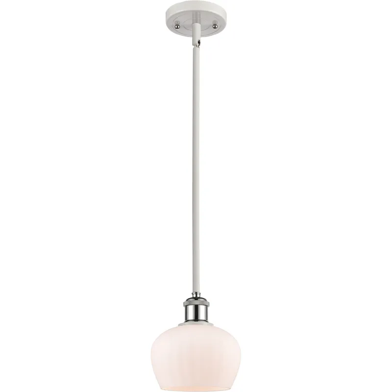 Ballston Fenton LED 7 inch White and Polished Chrome Pendant Ceiling Light in Matte White Glass, Ballston