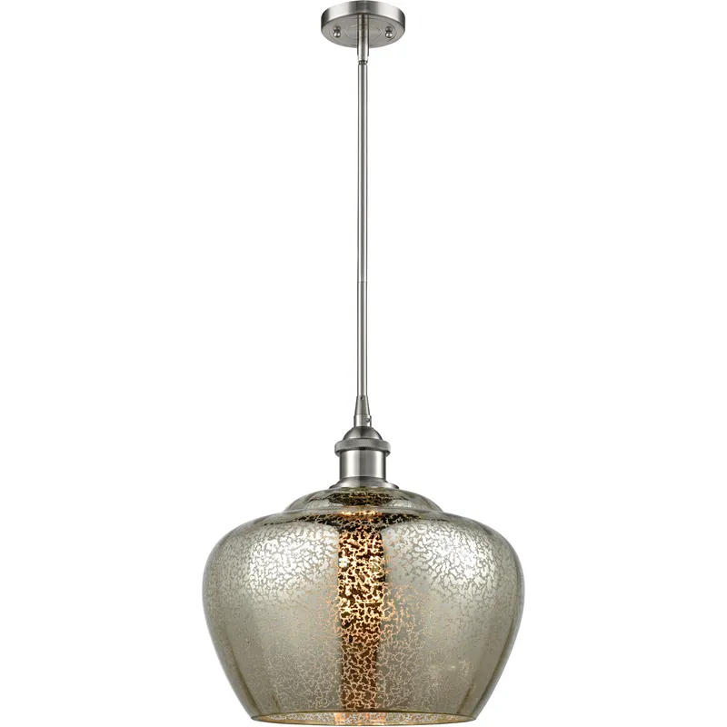 Ballston Large Fenton 1 Light 11 inch Brushed Satin Nickel Pendant Ceiling Light in Mercury Glass, Ballston