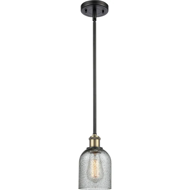 Ballston Caledonia 1 Light 5 inch Black Antique Brass Pendant Ceiling Light in Charcoal Glass, Ballston