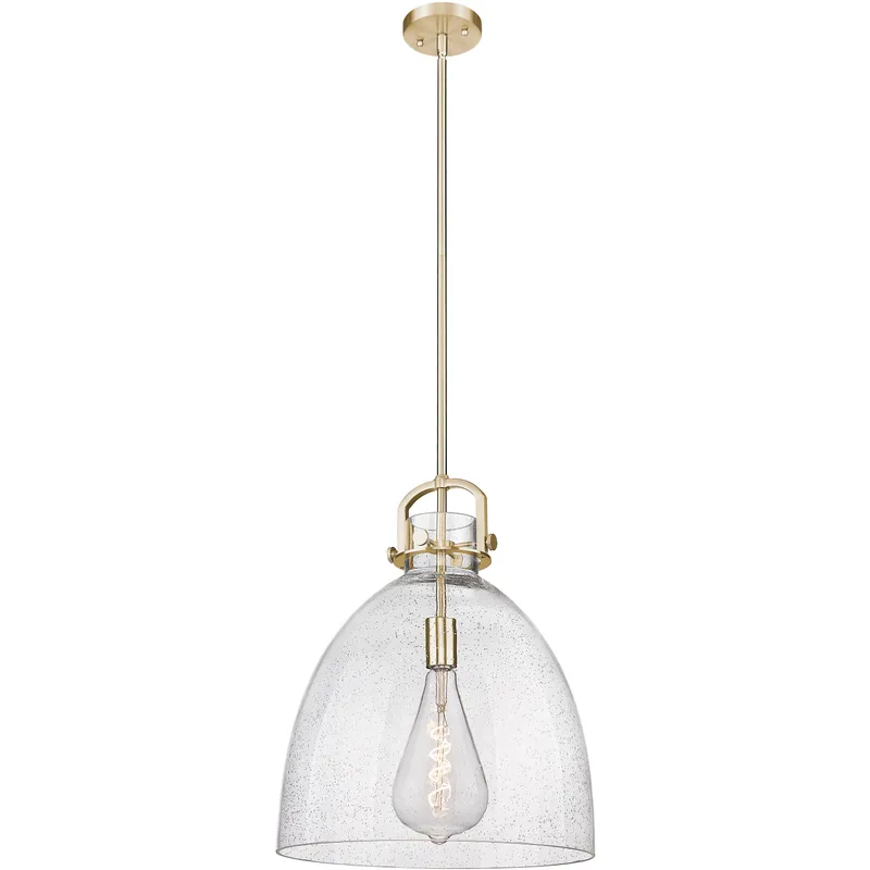 Newton Bell 1 Light 16 inch Champagne Bronze Pendant Ceiling Light in Seedy Glass