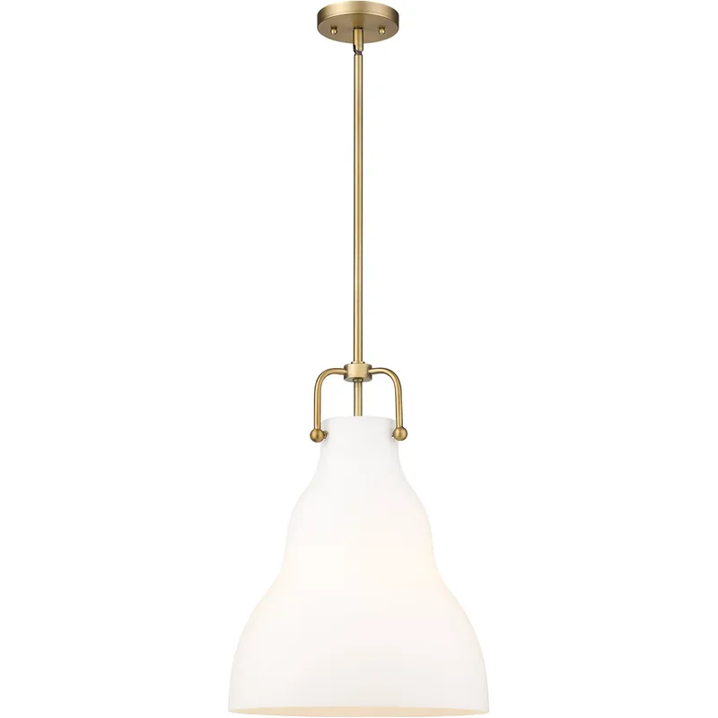 Haverhill 1 Light 14 inch Brushed Brass Pendant Ceiling Light in Matte White Glass
