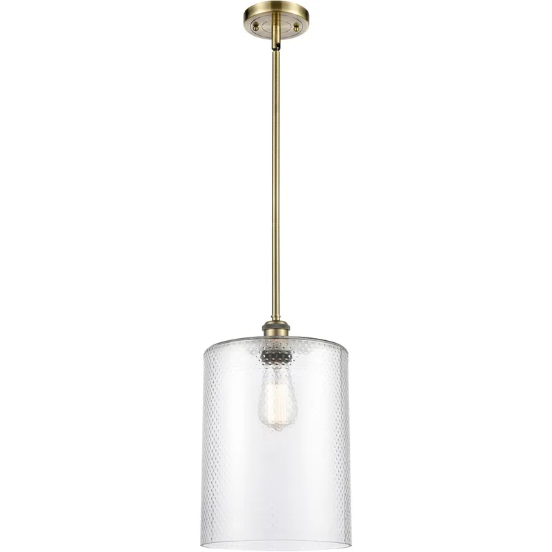 Ballston Large Cobbleskill 1 Light 9 inch Antique Brass Pendant Ceiling Light in Incandescent, Clear Glass, Ballston