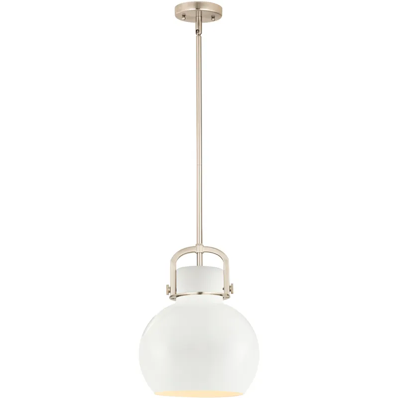 Newton Sphere 1 Light 10 inch Satin Nickel Stem Hung Pendant Ceiling Light