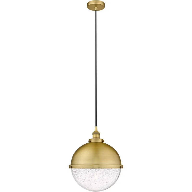 Edison Hampden 1 Light 12.88 inch Brushed Brass Pendant Ceiling Light in Seedy Glass