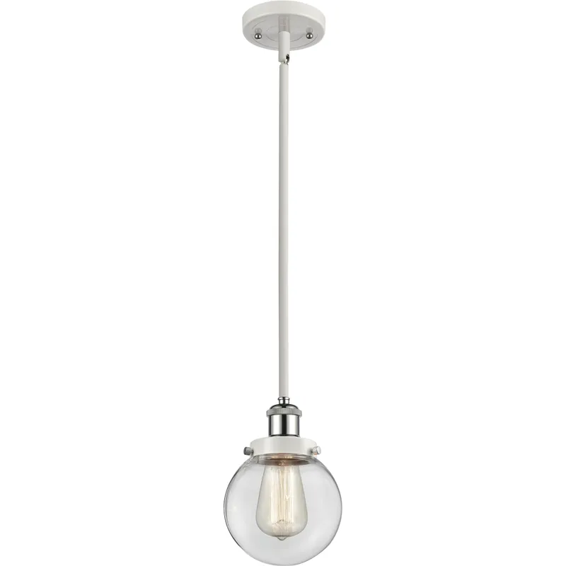 Ballston Beacon LED 6 inch White and Polished Chrome Pendant Ceiling Light in Clear Glass