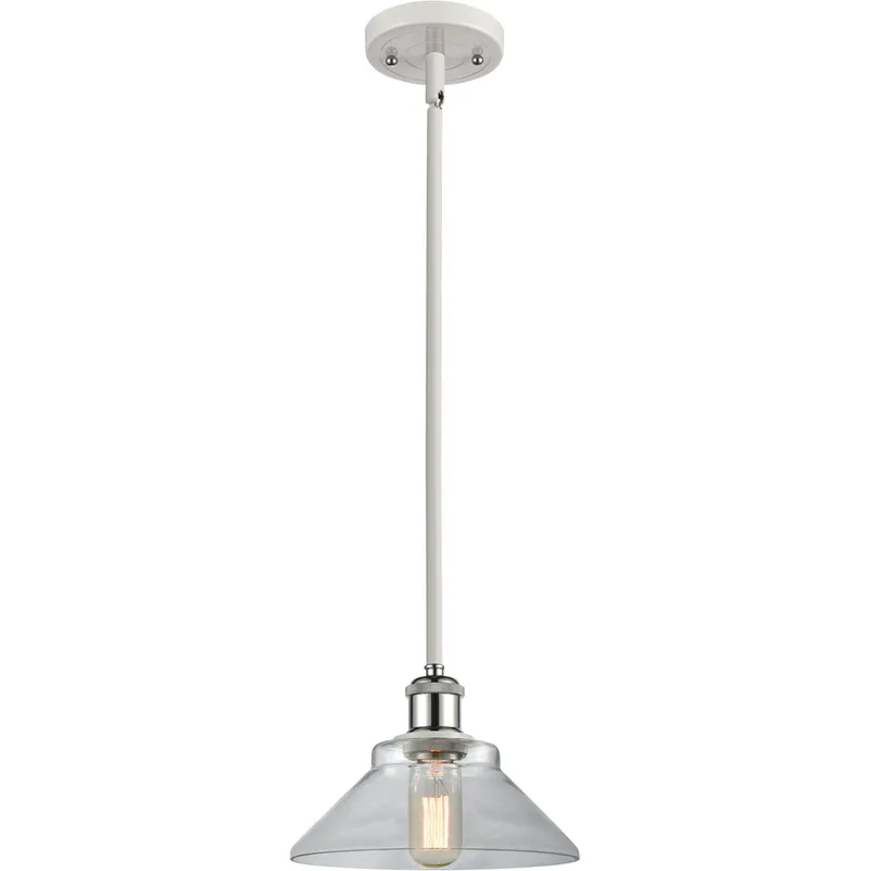 Ballston Orwell 1 Light 8 inch White and Polished Chrome Pendant Ceiling Light in Clear Glass, Ballston
