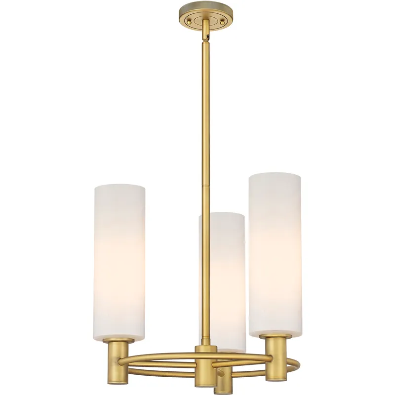 Crown Point 3 Light 18 inch Brushed Brass Pendant Ceiling Light in Matte White Glass