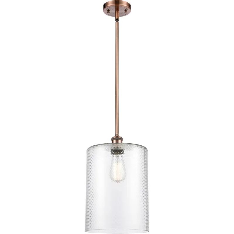 Ballston Large Cobbleskill 1 Light 9 inch Antique Copper Pendant Ceiling Light in Clear Glass, Ballston