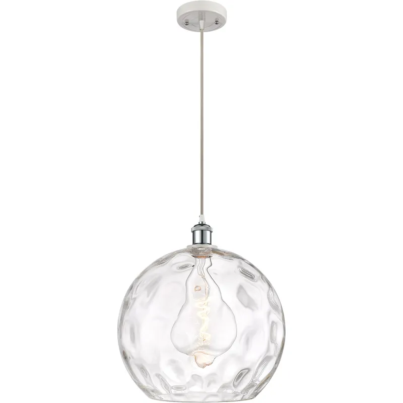 Ballston Athens Water Glass 1 Light 14 inch White and Polished Chrome Pendant Ceiling Light