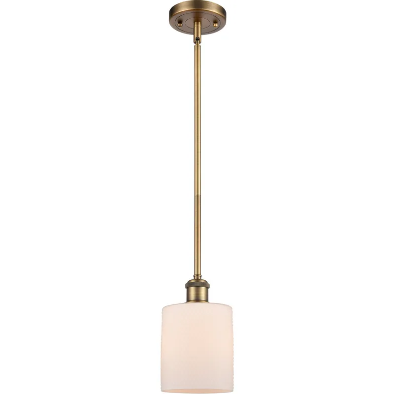 Ballston Cobbleskill 1 Light 5 inch Brushed Brass Pendant Ceiling Light in Matte White Glass, Ballston