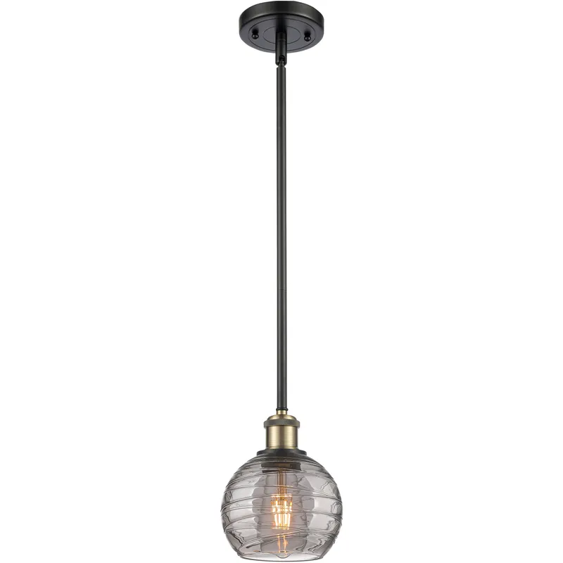 Ballston Athens Deco Swirl 1 Light 5.88 inch Black Antique Brass Stem Hung Mini Pendant Ceiling Light