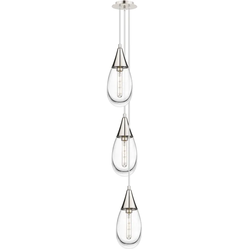 Malone 3 Light 8 inch Polished Nickel Multi Pendant Ceiling Light in Clear Glass