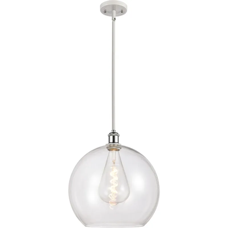 Ballston Athens 1 Light 14 inch White and Polished Chrome Pendant Ceiling Light in Clear Glass