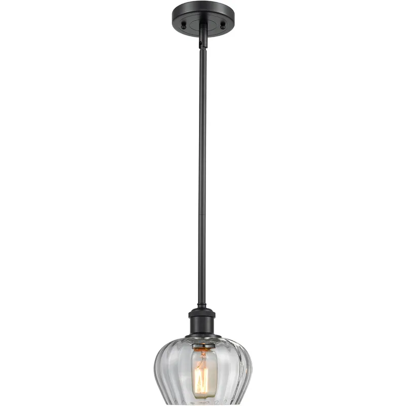 Ballston Fenton LED 7 inch Matte Black Pendant Ceiling Light in Clear Glass, Ballston