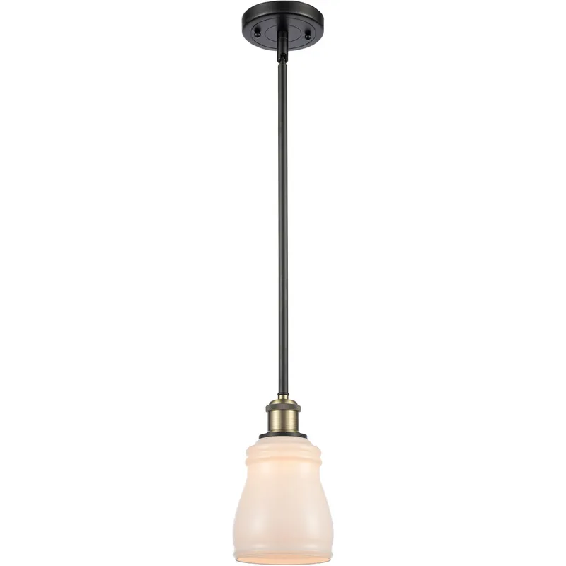 Ballston Ellery 1 Light 5 inch Black Antique Brass Pendant Ceiling Light in White Glass, Ballston