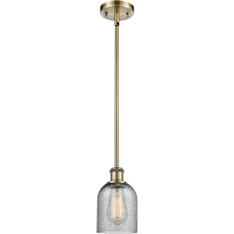 Ballston Caledonia 1 Light 5 inch Antique Brass Pendant Ceiling Light in Incandescent, Charcoal Glass, Ballston