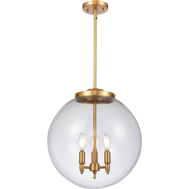 Franklin Restoration Beacon 3 Light 16 inch Satin Gold Statement Pendant Ceiling Light in Incandescent, Clear