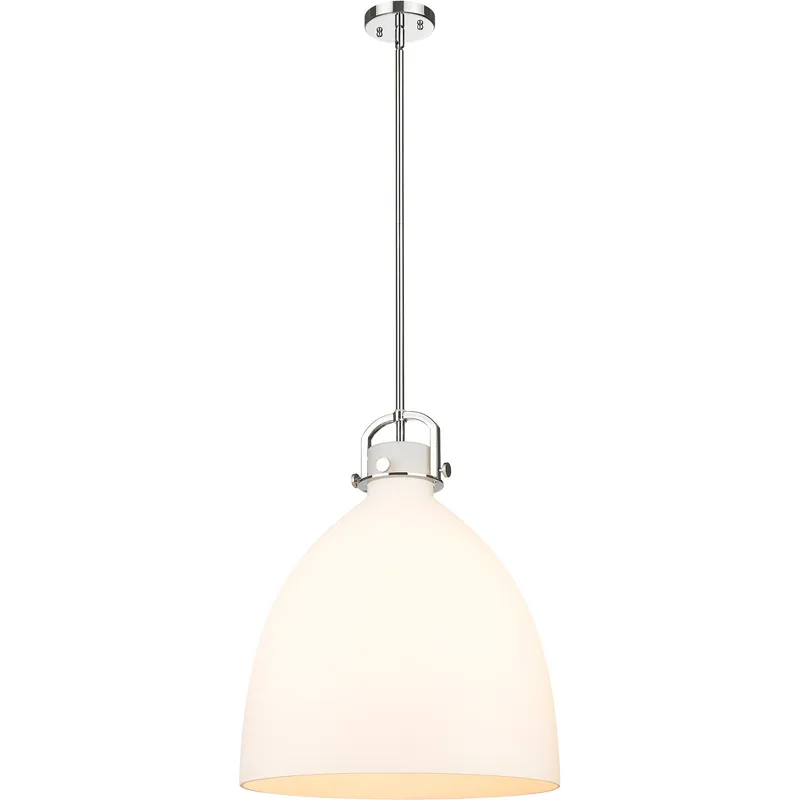 Newton Bell 1 Light 18 inch Polished Nickel Pendant Ceiling Light in Matte White Glass