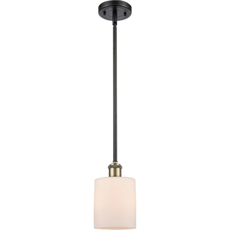 Ballston Cobbleskill 1 Light 5 inch Black Antique Brass Pendant Ceiling Light in Matte White Glass, Ballston