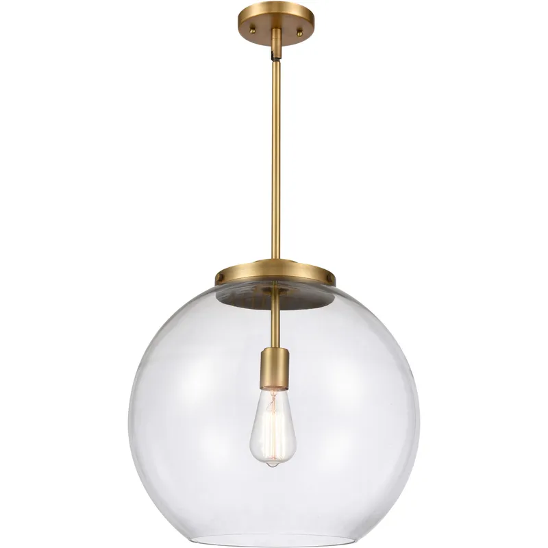 Ballston Athens LED 15.75 inch Brushed Brass Pendant Ceiling Light in Clear