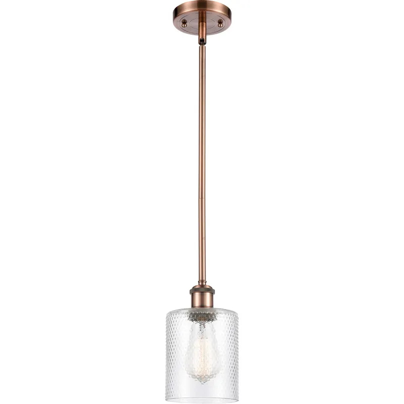 Ballston Cobbleskill 1 Light 5 inch Antique Copper Pendant Ceiling Light in Clear Glass, Ballston