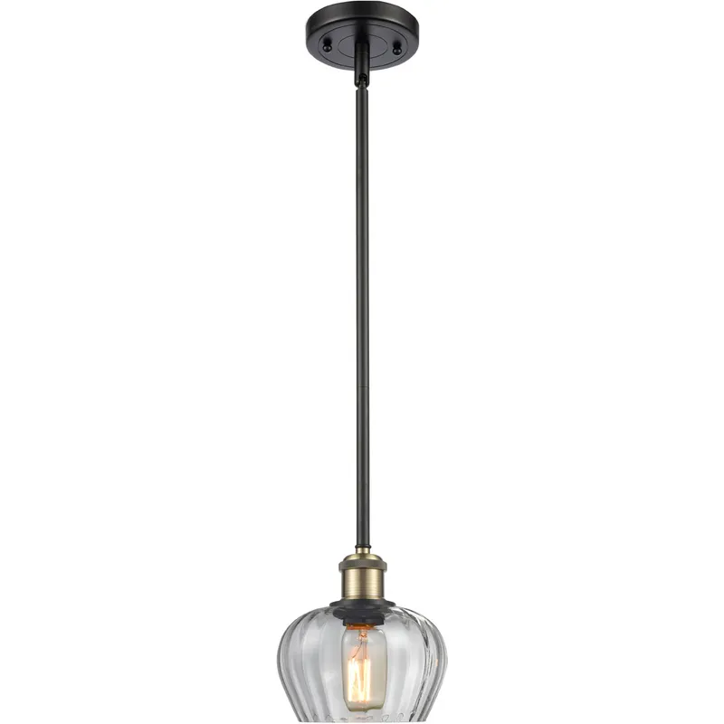 Ballston Fenton LED 7 inch Black Antique Brass Pendant Ceiling Light in Clear Glass, Ballston