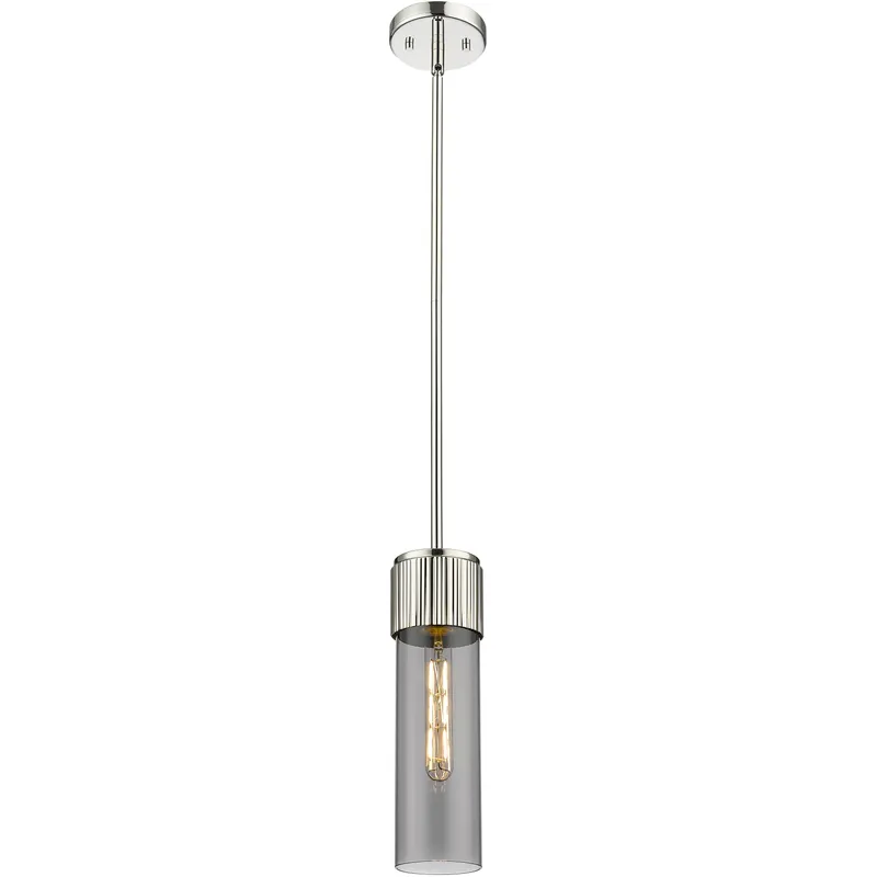 Bolivar 1 Light 4 inch Polished Nickel Pendant Ceiling Light in Light Smoke Glass