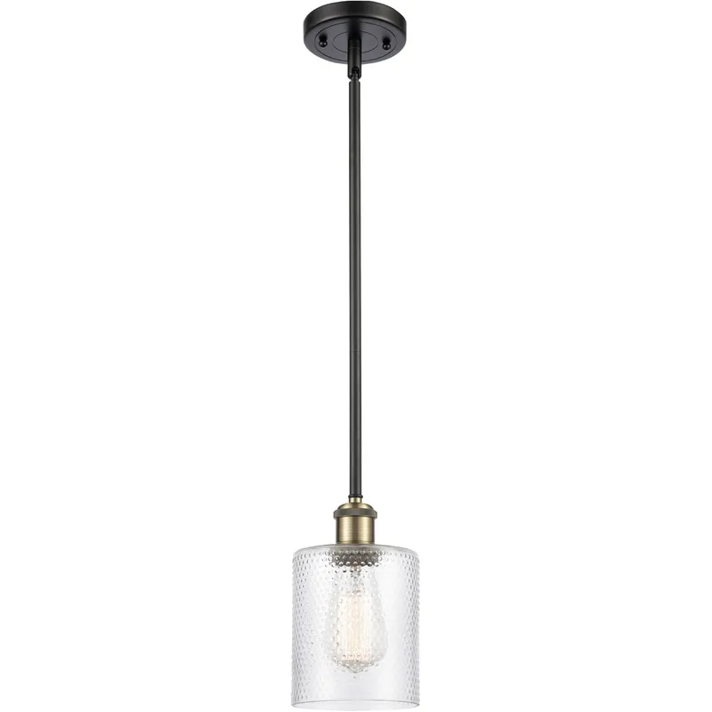 Ballston Cobbleskill 1 Light 5 inch Black Antique Brass Pendant Ceiling Light in Clear Glass, Ballston