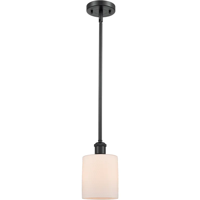 Ballston Cobbleskill 1 Light 5 inch Matte Black Pendant Ceiling Light in Matte White Glass, Ballston