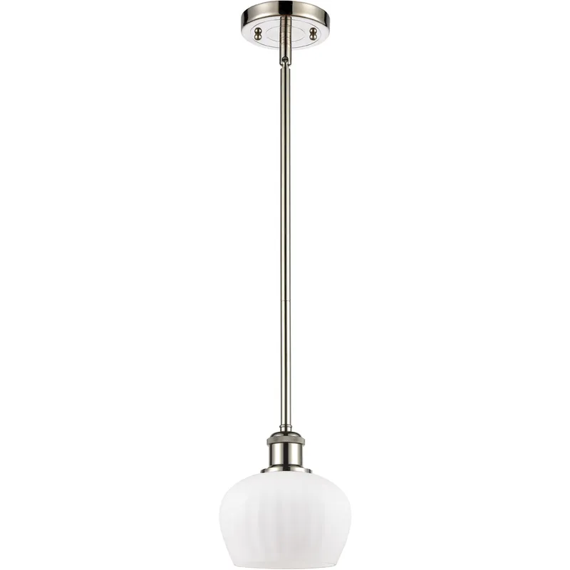 Ballston Fenton LED 7 inch Polished Nickel Pendant Ceiling Light in Matte White Glass, Ballston