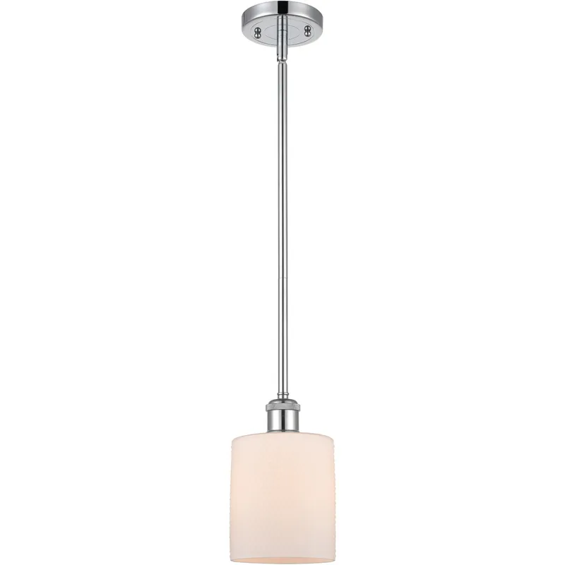 Ballston Cobbleskill 1 Light 5 inch Polished Chrome Pendant Ceiling Light in Matte White Glass, Ballston