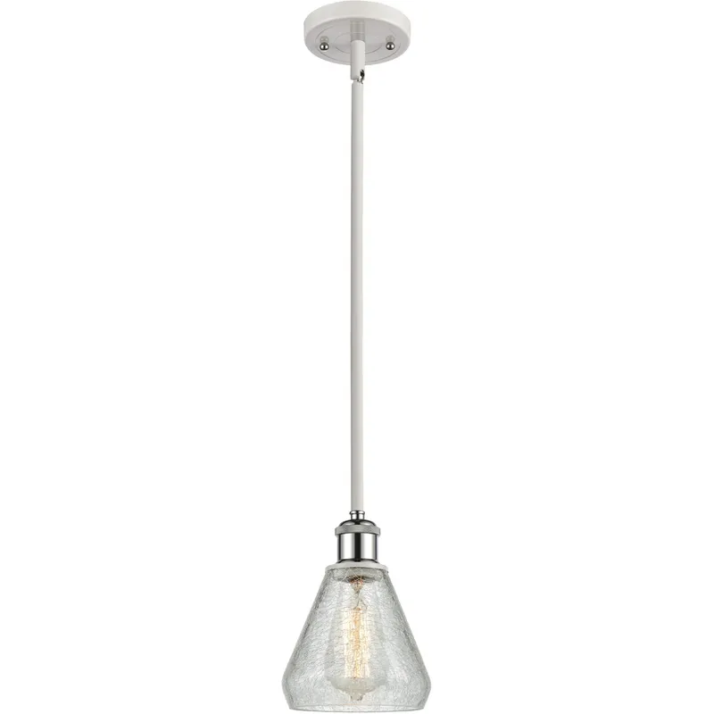 Ballston Conesus 1 Light 6 inch White and Polished Chrome Pendant Ceiling Light, Ballston