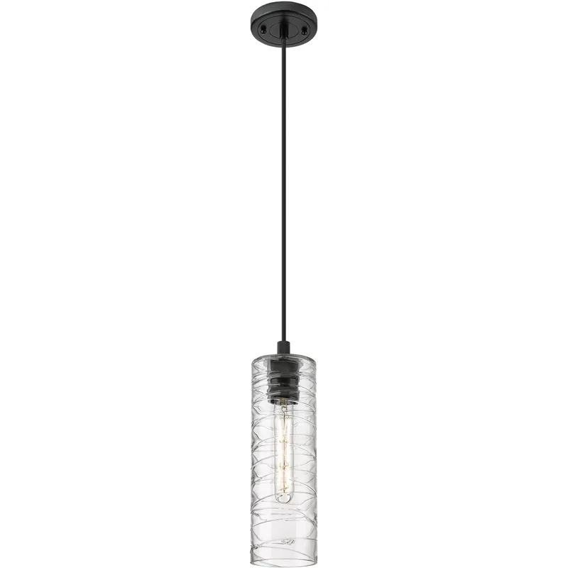 Downtown Urban Crown Point 1 Light 3.88 inch Matte Black Pendant Ceiling Light in Deco Swirl
