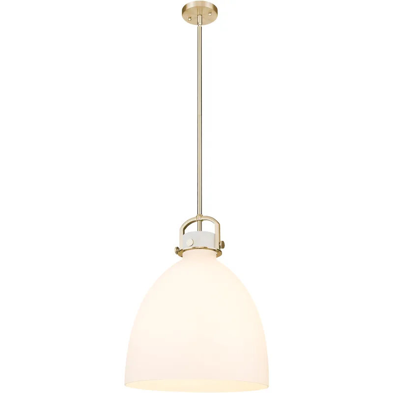 Newton Bell 1 Light 16 inch Champagne Bronze Pendant Ceiling Light in Matte White Glass