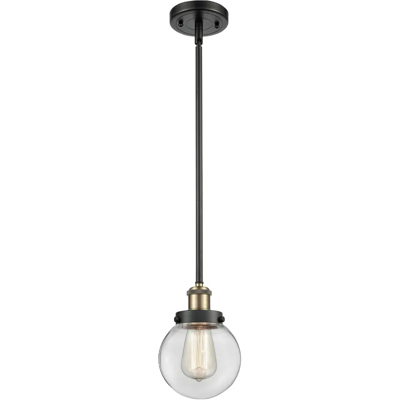 Ballston Beacon LED 6 inch Black Antique Brass Pendant Ceiling Light in Clear Glass